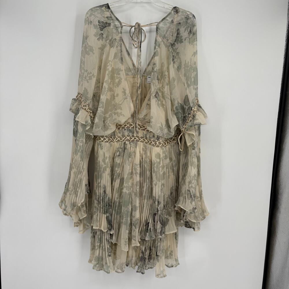 ASOS Beige Floral Chiffon Midi Dress